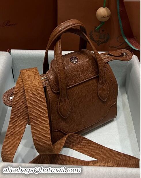 Top Quality Loro Piana Happy Day Top Handle Bag in Grained Leather L9013 Brown 2023