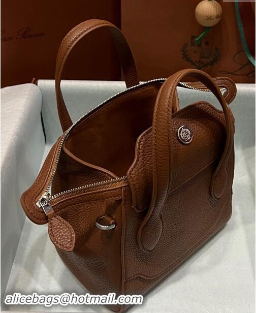 Top Quality Loro Piana Happy Day Top Handle Bag in Grained Leather L9013 Brown 2023