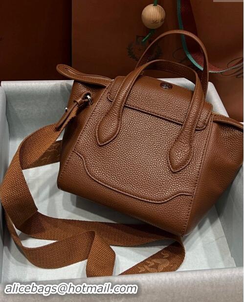 Top Quality Loro Piana Happy Day Top Handle Bag in Grained Leather L9013 Brown 2023