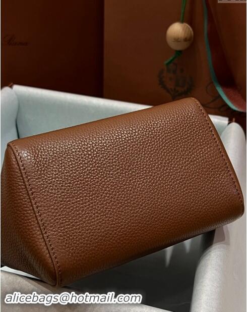 Top Quality Loro Piana Happy Day Top Handle Bag in Grained Leather L9013 Brown 2023