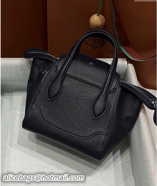 New Fashion Loro Piana Happy Day Top Handle Bag in Grained Leather L9013 Black 2023