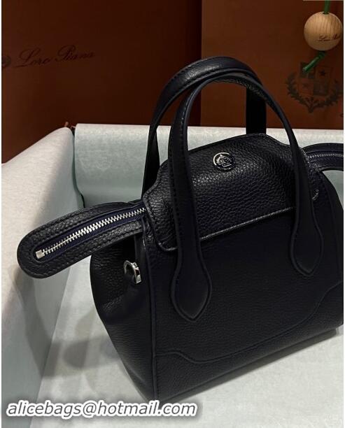 New Fashion Loro Piana Happy Day Top Handle Bag in Grained Leather L9013 Black 2023