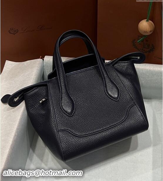 New Fashion Loro Piana Happy Day Top Handle Bag in Grained Leather L9013 Black 2023