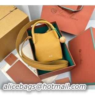 Most Popular Loro Piana Micro Bale Bucket Bag in Grained Calfskin 1905 Yellow 2023