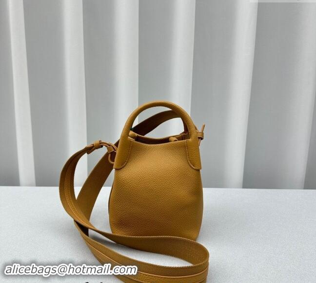 Most Popular Loro Piana Micro Bale Bucket Bag in Grained Calfskin 1905 Yellow 2023