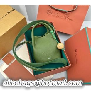 Grade Discount Loro Piana Micro Bale Bucket Bag in Grained Calfskin 1905 Green 2023