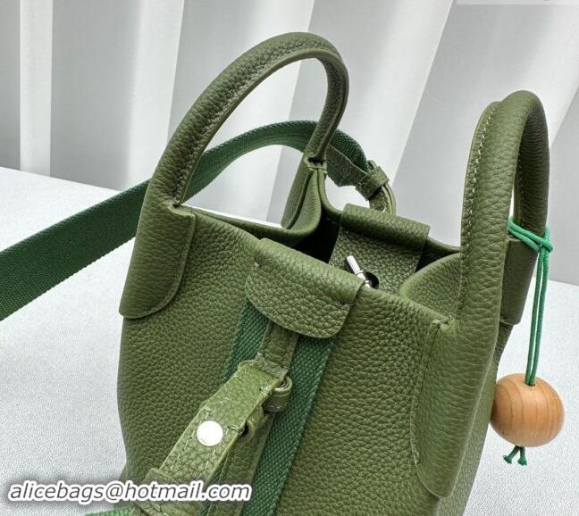 Grade Discount Loro Piana Micro Bale Bucket Bag in Grained Calfskin 1905 Green 2023