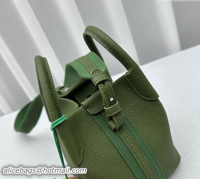 Grade Discount Loro Piana Micro Bale Bucket Bag in Grained Calfskin 1905 Green 2023