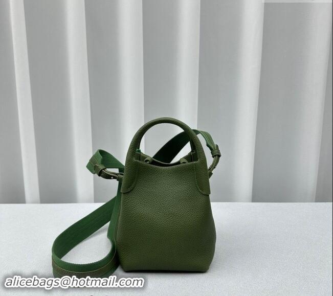 Grade Discount Loro Piana Micro Bale Bucket Bag in Grained Calfskin 1905 Green 2023