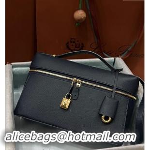 Top Design Loro Piana Extra Bag L27 in Palm-Grained Leather 6003 Dark Blue 2023