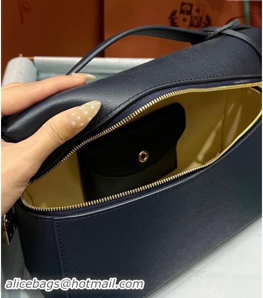 Top Design Loro Piana Extra Bag L27 in Palm-Grained Leather 6003 Dark Blue 2023