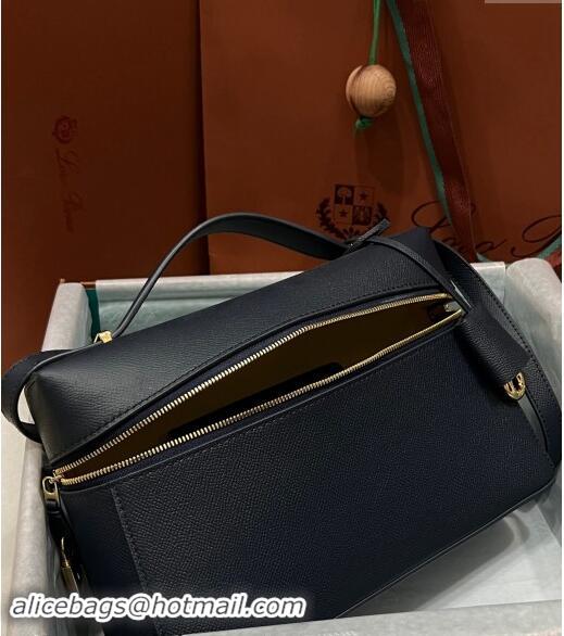 Top Design Loro Piana Extra Bag L27 in Palm-Grained Leather 6003 Dark Blue 2023