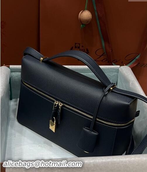 Top Design Loro Piana Extra Bag L27 in Palm-Grained Leather 6003 Dark Blue 2023