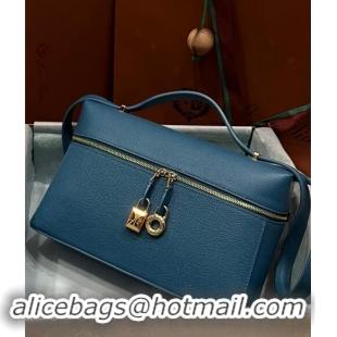 Grade Quality Loro Piana Extra Bag L27 in Palm-Grained Leather 6003 Blue 2023