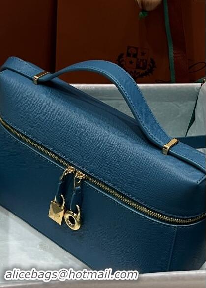 Grade Quality Loro Piana Extra Bag L27 in Palm-Grained Leather 6003 Blue 2023