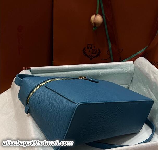 Grade Quality Loro Piana Extra Bag L27 in Palm-Grained Leather 6003 Blue 2023