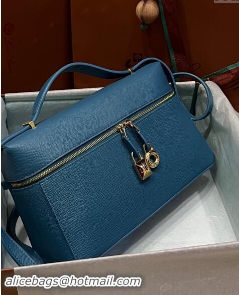 Grade Quality Loro Piana Extra Bag L27 in Palm-Grained Leather 6003 Blue 2023