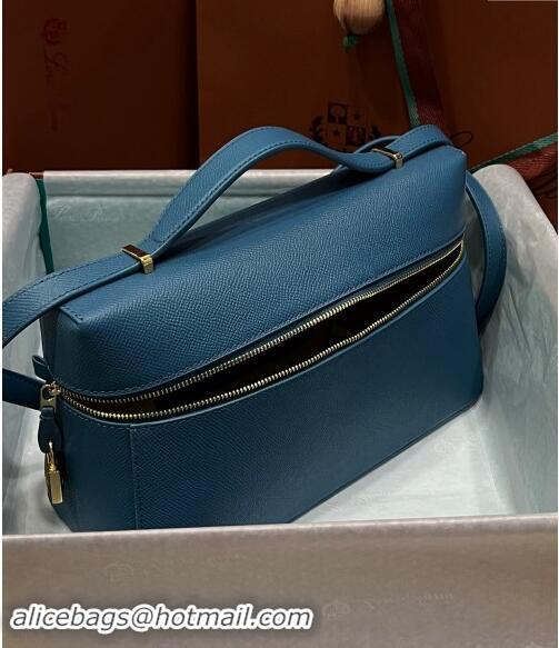 Grade Quality Loro Piana Extra Bag L27 in Palm-Grained Leather 6003 Blue 2023