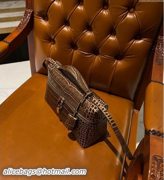 Classic Specials Loro Piana Extra Bag L27 in Crocodile Embossed Leather 6004 Dark Brown 2023