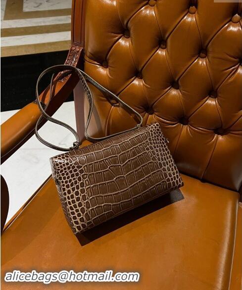 Classic Specials Loro Piana Extra Bag L27 in Crocodile Embossed Leather 6004 Dark Brown 2023