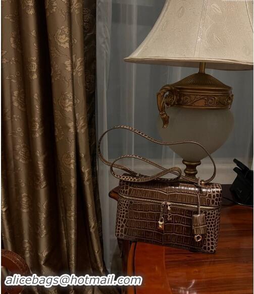 Classic Specials Loro Piana Extra Bag L27 in Crocodile Embossed Leather 6004 Dark Brown 2023