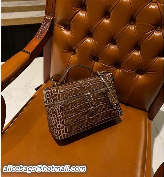 Classic Specials Loro Piana Extra Bag L27 in Crocodile Embossed Leather 6004 Dark Brown 2023