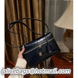 Classic Specials Loro Piana Extra Bag L27 in Crocodile Embossed Leather 6004 Navy Blue 2023