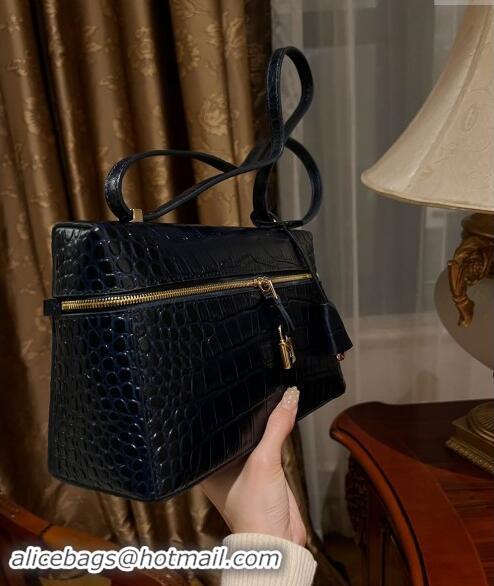 Classic Specials Loro Piana Extra Bag L27 in Crocodile Embossed Leather 6004 Navy Blue 2023