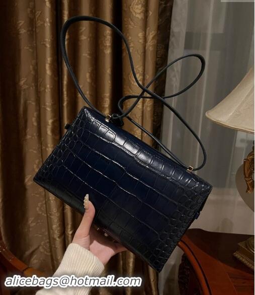 Classic Specials Loro Piana Extra Bag L27 in Crocodile Embossed Leather 6004 Navy Blue 2023