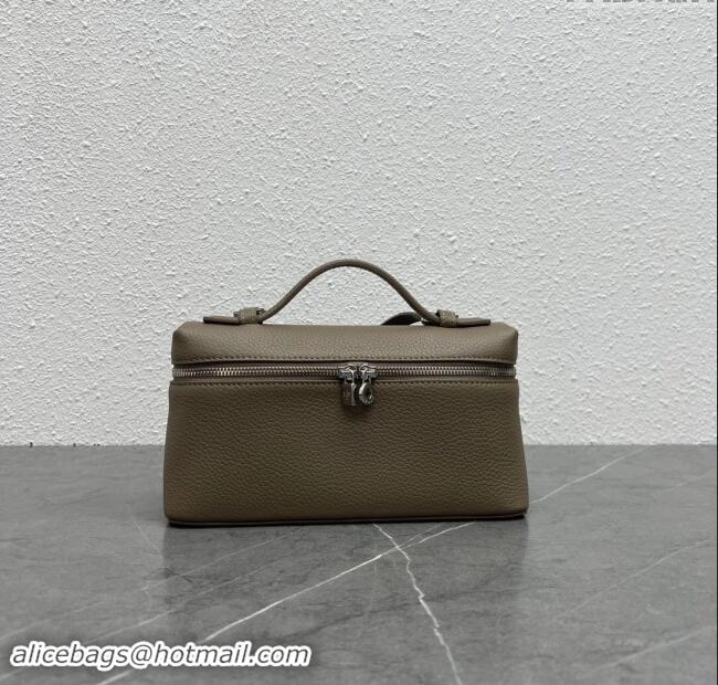 Good Looking Loro Piana Extra Pocket Pouch L19 in Grainy Calfskin L0407 Etoupe/Silver 2023