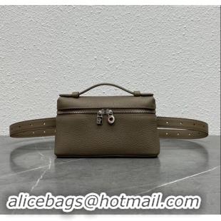 Top Quality Loro Piana Extra Pocket Pouch L16 Belt Bag in Grainy Calfskin L0409 Etoupe/Silver 2023