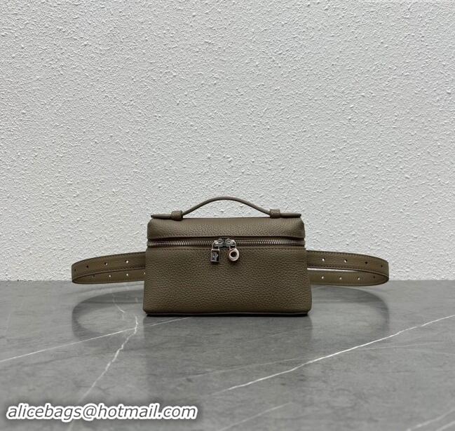 Top Quality Loro Piana Extra Pocket Pouch L16 Belt Bag in Grainy Calfskin L0409 Etoupe/Silver 2023