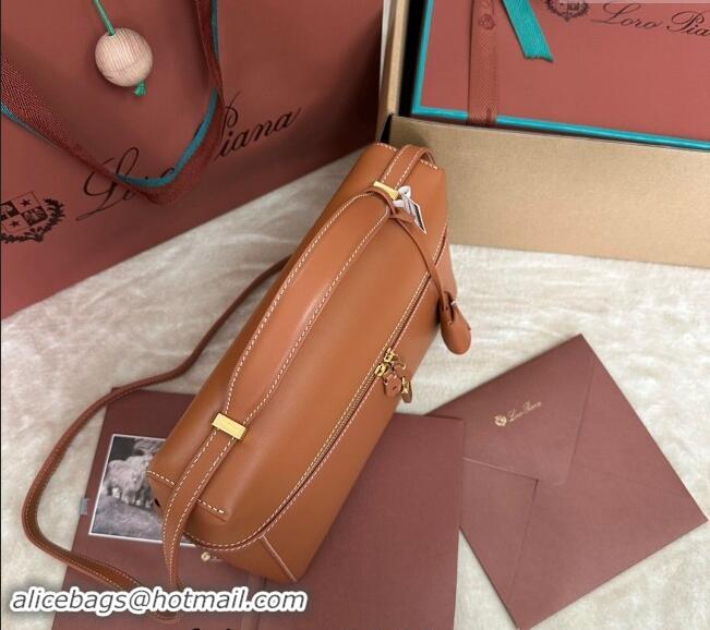 New Style Loro Piana Extra Pocket Pouch L27 in Smooth Calfskin 7130 Tan Brown 2024