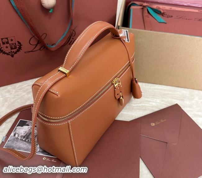 New Style Loro Piana Extra Pocket Pouch L27 in Smooth Calfskin 7130 Tan Brown 2024