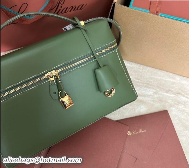 Well Crafted Loro Piana Extra Pocket Pouch L27 in Smooth Calfskin 7130 Moss Green 2024