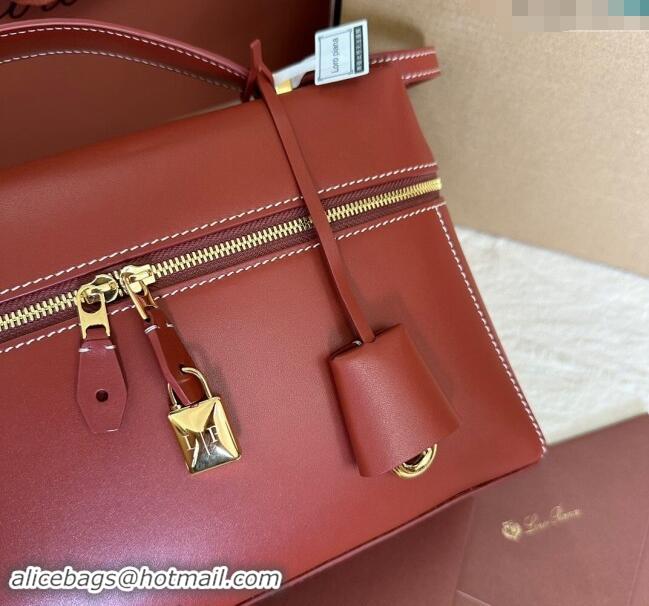 Traditional Specials Loro Piana Extra Pocket Pouch L27 in Smooth Calfskin 7130 Dark Red 2024