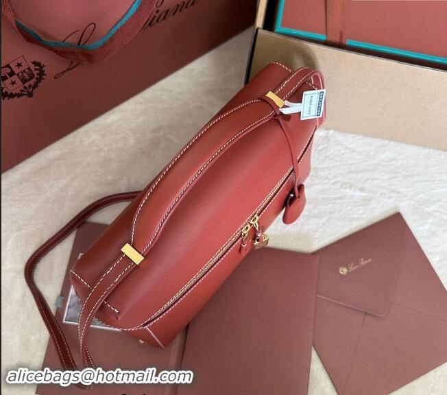 Traditional Specials Loro Piana Extra Pocket Pouch L27 in Smooth Calfskin 7130 Dark Red 2024