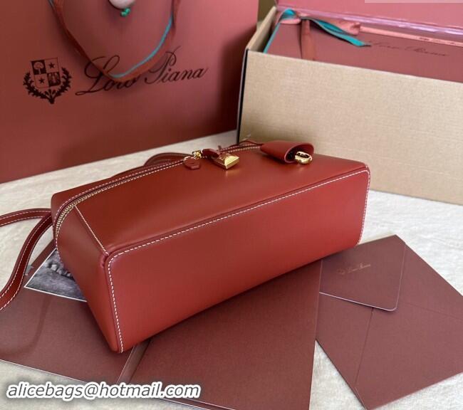 Traditional Specials Loro Piana Extra Pocket Pouch L27 in Smooth Calfskin 7130 Dark Red 2024