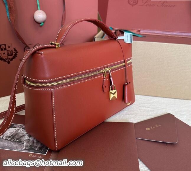 Traditional Specials Loro Piana Extra Pocket Pouch L27 in Smooth Calfskin 7130 Dark Red 2024