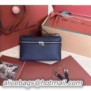 Well Crafted Loro Piana LP Extra Pocket Pouch L19 in Grained Calfskin 0802 Midnight Blue 2024