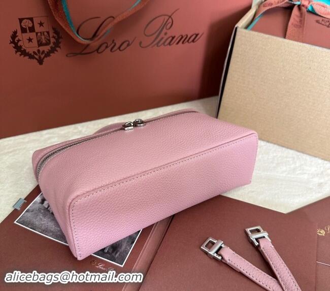 Top Design Loro Piana LP Extra Pocket Pouch L19 in Grained Calfskin 0802 Light Pink 2024