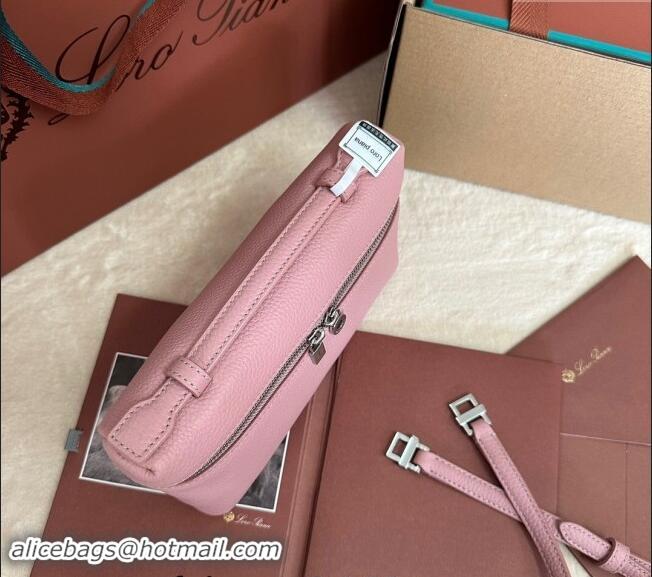 Top Design Loro Piana LP Extra Pocket Pouch L19 in Grained Calfskin 0802 Light Pink 2024