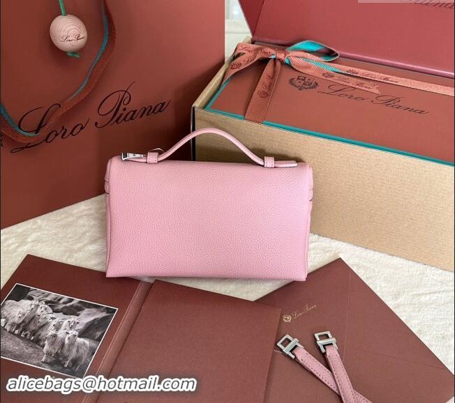 Top Design Loro Piana LP Extra Pocket Pouch L19 in Grained Calfskin 0802 Light Pink 2024