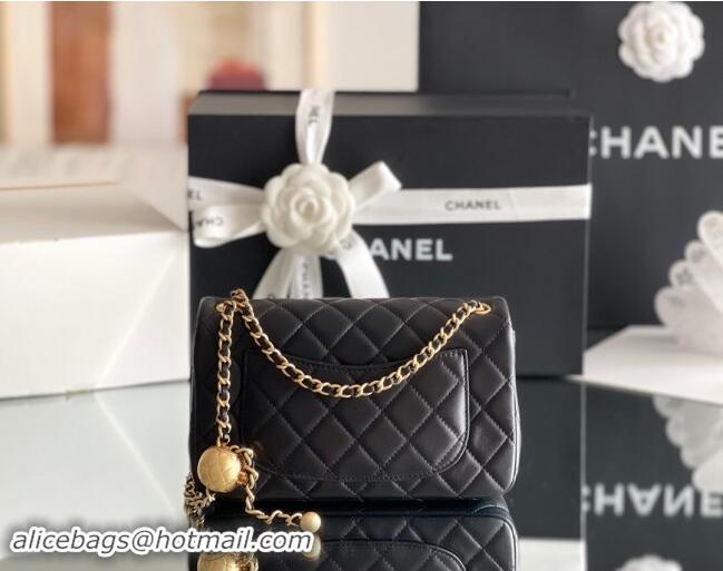 Promotional Chanel Lambskin Small Flap Bag with Gold-Tone Metal Ball Chain AS1787 Black 2024 Top Quality