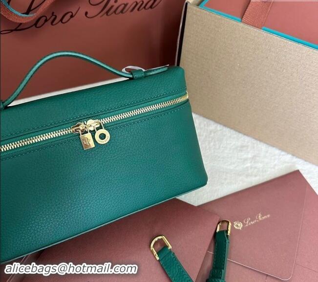 Promotional Loro Piana LP Extra Pocket Pouch L19 in Grained Calfskin 0802 Forest Leaf Green 2024