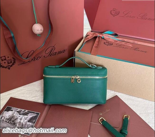 Promotional Loro Piana LP Extra Pocket Pouch L19 in Grained Calfskin 0802 Forest Leaf Green 2024