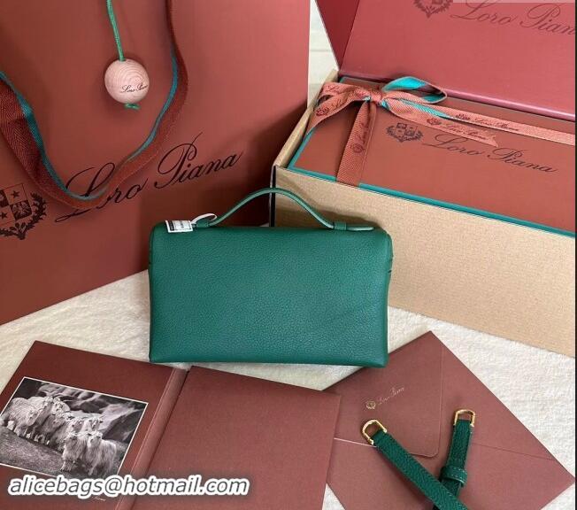 Promotional Loro Piana LP Extra Pocket Pouch L19 in Grained Calfskin 0802 Forest Leaf Green 2024