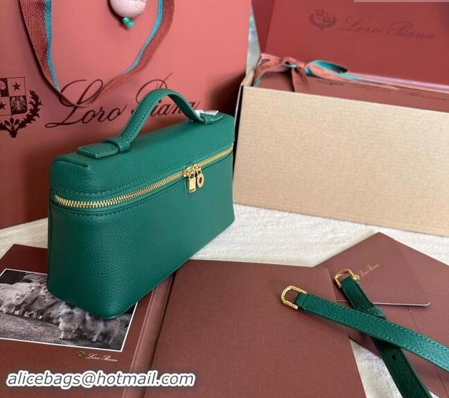 Promotional Loro Piana LP Extra Pocket Pouch L19 in Grained Calfskin 0802 Forest Leaf Green 2024