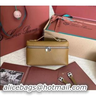 Super Quality Loro Piana LP Extra Pocket Pouch L19 in Grained Calfskin 0802 Thicket Brown 2024