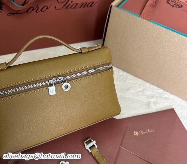 Super Quality Loro Piana LP Extra Pocket Pouch L19 in Grained Calfskin 0802 Thicket Brown 2024